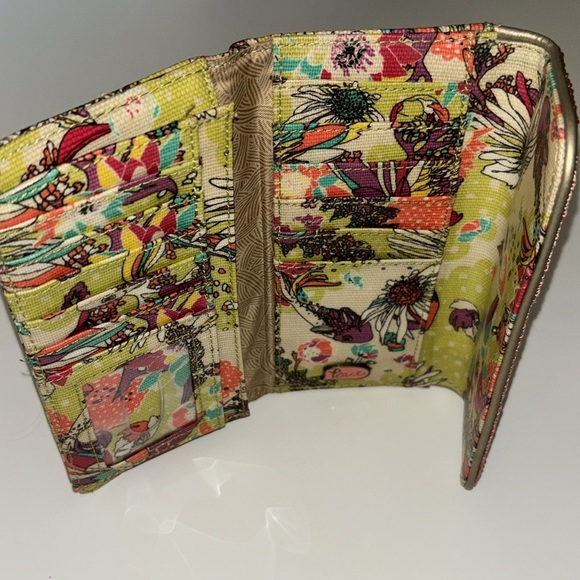 SAKROOTS Peace Orange/Coral Floral Organizer Large Tri-fold Wallet - Picture 8 of 11